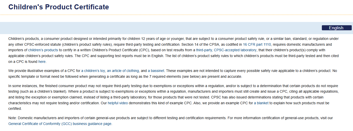 CPSC CPC Guidelines